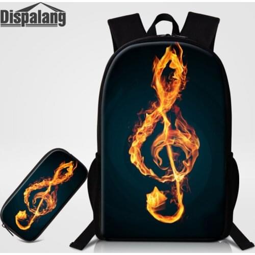 Dispalang 2 PCS/Set Backpack and Pencil Bag Music Note Print School Bags with Pencil Bag For Teens Art Children Bookbags Bagpack