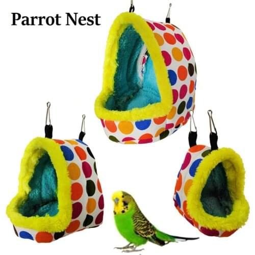 Pet Nest Plush Bird Cave Cage Winter Warm House Hanging Sleeping Bed Hut Tent Parrot Hammock for Parakeet Cockatoos Hamster Toy