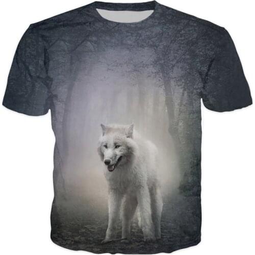 SOSHIRL Wolf 3D T Shirt Hipster Animal Summer T-shirt Unisex Mens Outwear Punk Streetwear Short Sleeves Casual Graphics Tees
