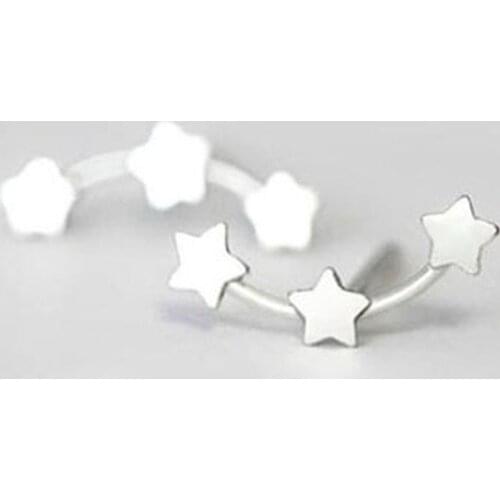 925 Sterling Silver Three Stars/Circle/Heart Silver Stud Earrings for Women Cuff & Wrap Earrings Minimalist Jewelry