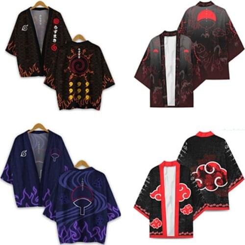 2021 New Anime Cosplay Robe Costumes Uzumaki Akatsuki Robe Haruno Sakura Costume Kimono Unisex Short Sleeve Coat Top Clothing