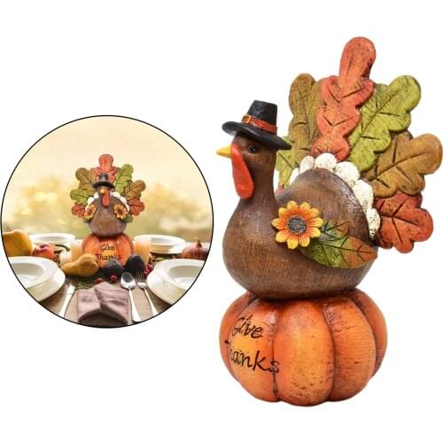 Thanksgiving Pumpkin Turkey Indoor Outdoor Colorful Resin Statue Figures Collectible Autumn Fall Harvest Lawn Patio Home Decor