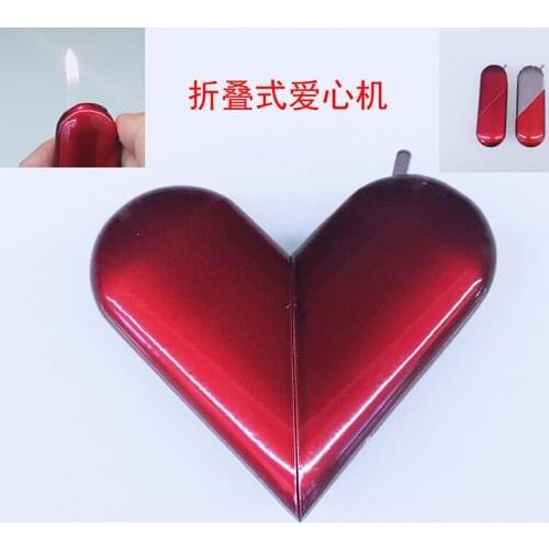 Metal peach heart folding lighter heart-shaped love lighter personality creative gift open flame lighter