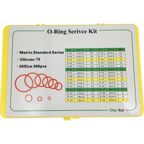 Metric oring 386PCS/set Rubber O Ring Assortment kit Washer Gasket Sealing O-Ring pack Plastic Box Silicone Red rubber rings