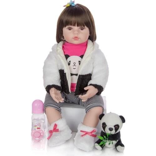 Cute toy doll Baby Reborn Dolls with panda plush clothes For Girls Sleeping Accompany Doll children Beautiful Birthday gift Real