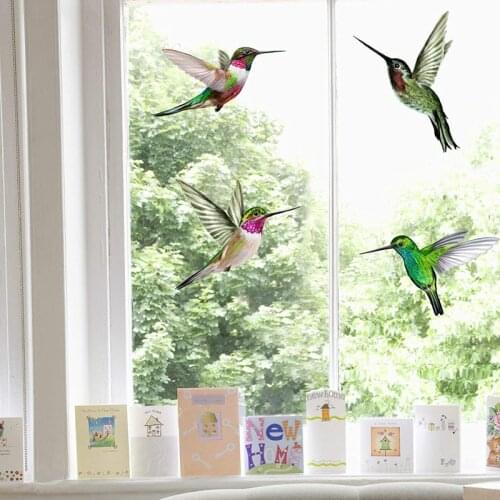 Static Electricity Without Glue 4pcs Simulation Bird Glass Sticker Hummingbird Window Sticker PVC Removable