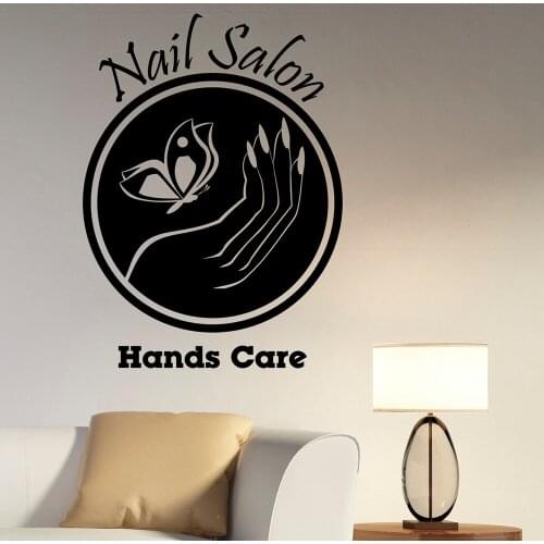 Nail Salon Logo Wall Decal Manicure Fashion Art Hands Care Spa Beauty Salon Interior Decor Vinyl Window Sticker Wallpaper Q691
