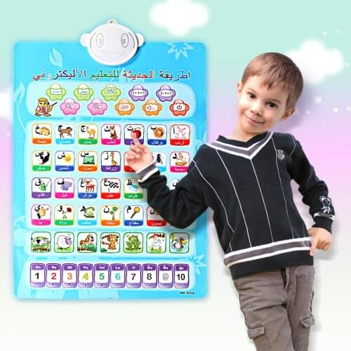 Double sided wall hanging chart arabic&english,french&english,spanish&english learning machine,kids early educational toys