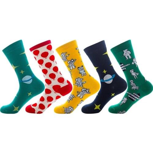 Women Socks Funny Planet Hot Air Balloon Robot Retro Design Unisex Men Woman Skateboard Harajuku Cotton Happy Socks Female Male