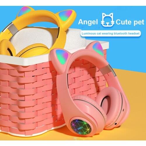 New Bluetooth M2 Cat Ear Luminous Head-mounted Wireless Bluetooth Headset With Microphone Hands-free Support TF Card AUX Play