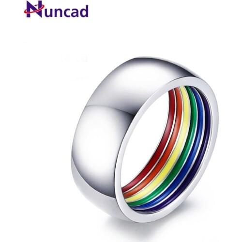 New Arrival Rainbow Color Jewelry Stainless Steel Male Ring Punk Steel Color Female Party Stainless Steel Rings