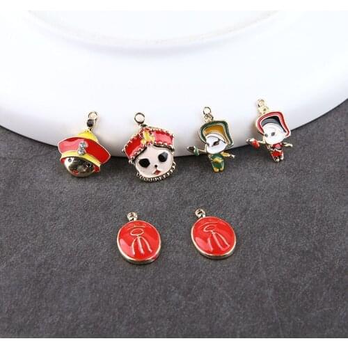 6pcs New Creative Drops Chinese Style Earrings Peking Opera Drama Characters Small Zombie Pendant Diy Jewelry Accessories