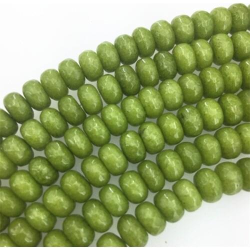 ! Wholesale Charming 5x8mm Natural Green Peridot Faceted Abacus Loose Bead 15" 2 pieces/lot fashion jewelry JT5521