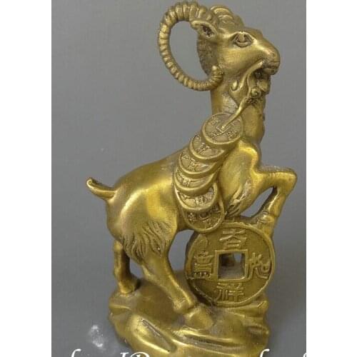 Wholesale_jewelry_wig $ Chinese Brass Wealth Year Zodiac Lovely Sheep Goat Coin Animal Copper Statue Set