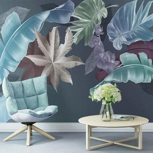 Custom Photo Wallpaper 3D Hand Painted Nordic Tropical Plant Leaves Simple Modern TV Background Wall Mural Home Art Decor Papers