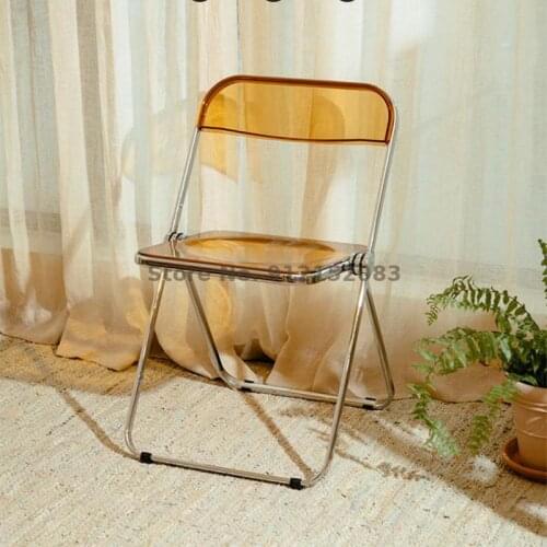 Womens clothing store transparent chair ins acrylic plastic backrest dining chair makeup chair folding net red photo stool