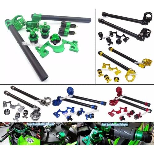 Waase Adjustable Handlebars Clip On Bar Ends Fork Adjusters Yoke Nut Guard Pad Set For Kawasaki Ninja 250R 2008 2009 2010-2012