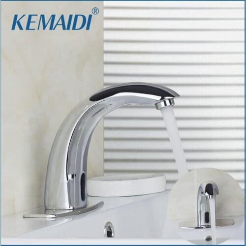 KEMAIDI Hot & Cold Bathroom Automatic Touch Free Sensor Faucets Water Saving Inductive electric Water Tap mixer Battery Power