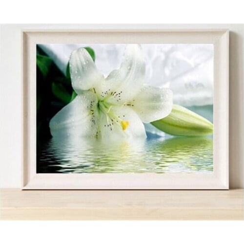 Needlework 5D Diy Diamond Painting Cross Stitch Water Lilies Diamond Embroidery Flower Vertical Print Rubiks Cube Drill Picture