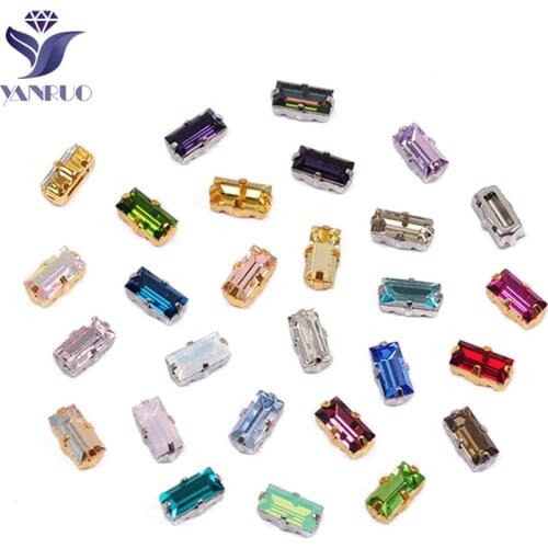YANRUO 4501S Baguette Glass Sew On Rhinestones Sewing Strass Crystal And Stones Beads For Wedding Dresses Clothes