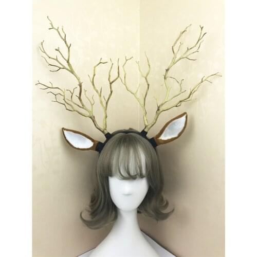 Custom-made Women Girl Christmas Deer Ear Headband Party Goth Tree Branches Hair headbands Cosplay Accessories