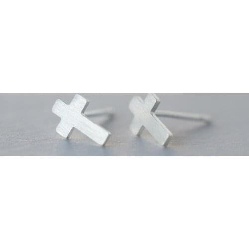 Fashion Silver Color Cross Hypoallergenic Stud Earrings for Women Christmas Gift Jewelry pendientes A062