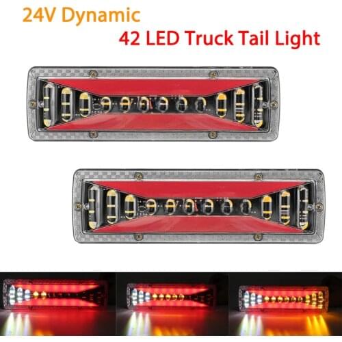 1pair 24V Dynamic 42 LED Truck Tail Light Turn Signal Rear Brake ight Reverse Signal Lamp For Car Trailer Lorry Bus Campers
