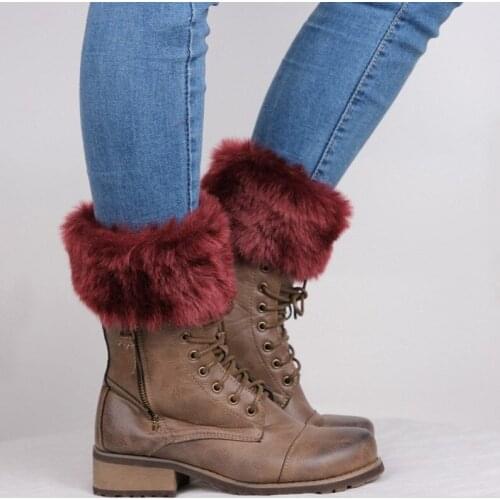 1 Pair High Quality New Women Winter Leg Warmers Lady Crochet Knit Fur Trim Leg Boot Socks Toppers Cuffs