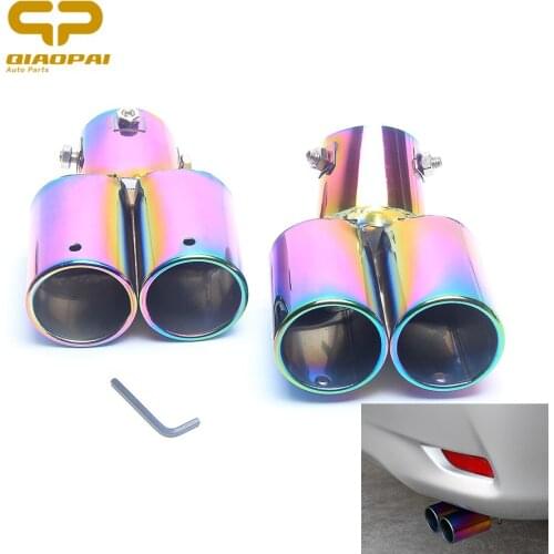 1Piece Car Styling Modified Exhaust Tail Muffler Stainless Steel Auto Double Dual Exhaust Tips Auro Accessories For Volkswagen