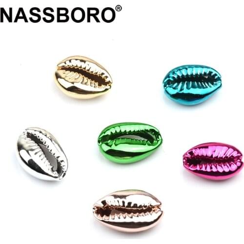 10-17mm Gold/Silver/Rose Red/Rose Gold/Blue/Green Plated Natural Color Shell Conch Beads Cowrie Tribal Jewelry Accessories Diy
