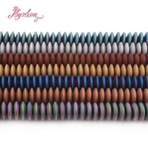 3x10mm Natural Hematite Heishi Rondelle Frost Stone Beads Spacer Loose For Jewelry Making DIY Necklace Bracelet Strand 15"