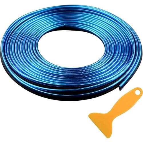 5M (16FT) Blue Car Interior Moulding Trim Car Interior Exterior Decoration Moulding Trim Rubber Seal Protector Fit for Most Car