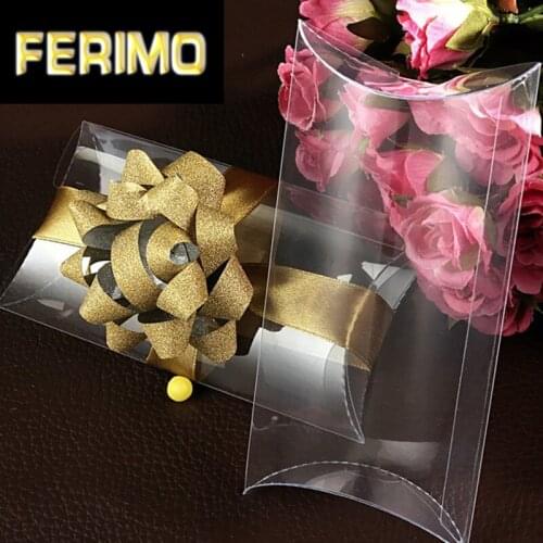 50pcs/lot-2.5*6.5*15cm Clear Pillow Shape Gift Plastic Pvc Boxes Wedding Favor Bridal Candy Gift packaging Boxes 12 options