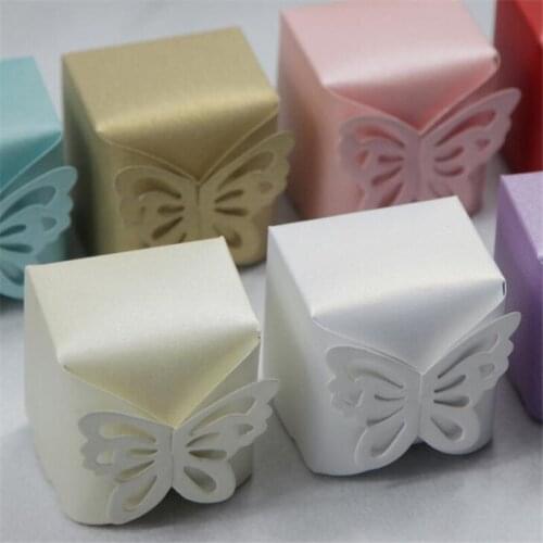 50Pcs/Lot Cut Butterfly Gift Boxes Folding DIY Candy Box Baby Shower Favor Box Favour Box Baby Shower Wedding Birthday
