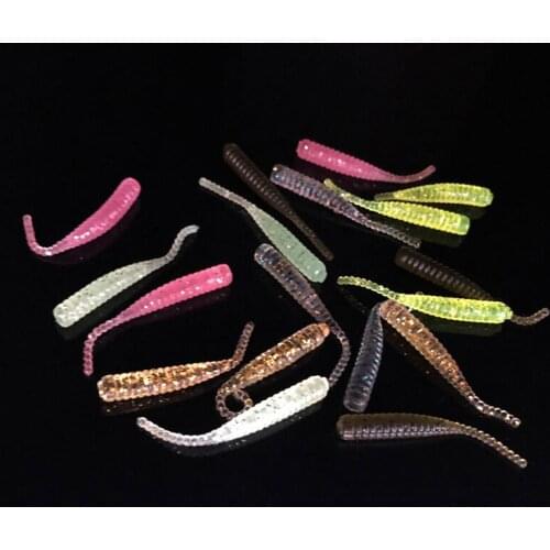 60pcs The needle tail 40mm 0.4g Pin Tail Soft Lure 6 Colors Artificial Bait Soft Fishing Lure