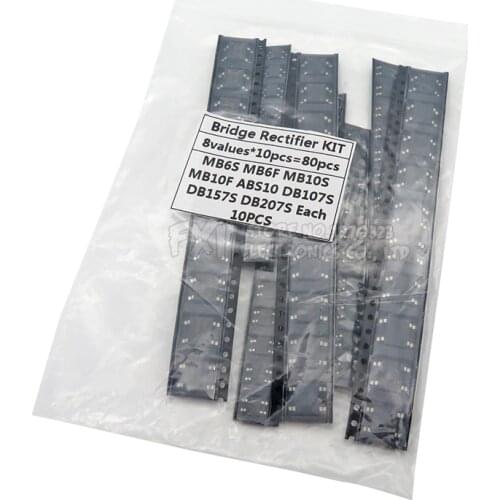 8value*10PCS=80PCS Bridge Rectifier Assorted Kit contains MB6S MB6F MB10S MB10F ABS10 DB107S DB157S DB207S igmopnrq