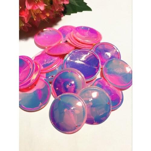 50pcs/lot Large Round Sequins 30mm PVC Cup Paillette For Crafts With 2 Side Holes DIY Handmade Clothing Accessories Pink