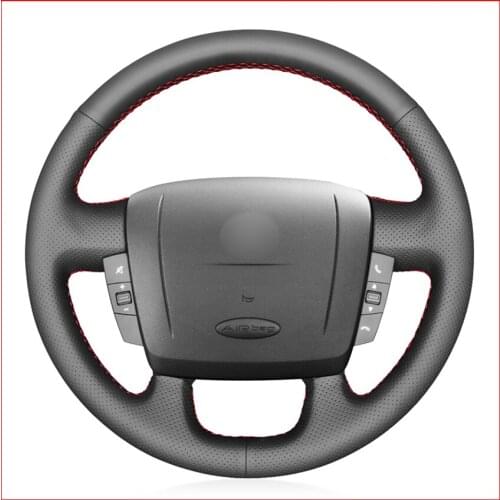 MEWANT Black Genuine Leather Car Steering Wheel Covers for Peugeot Boxer 2006-2019 Citroen Jumper 2006-2019 Relay 2008-2019