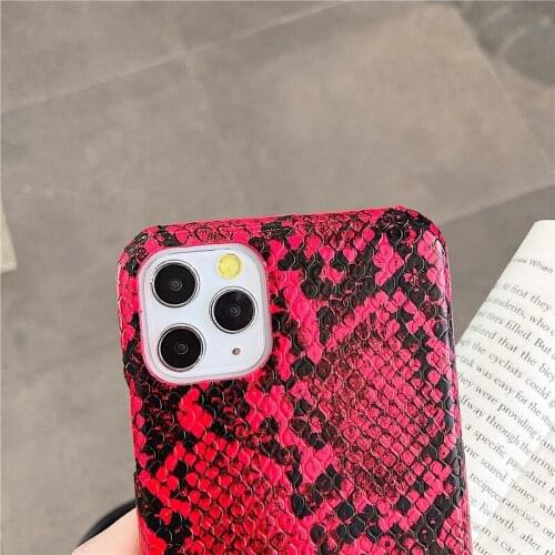 PU Snake Pattern Case for iPhone 11 Pro Xs Max XR X 7 8 plus 11promax Hard Cover Coque