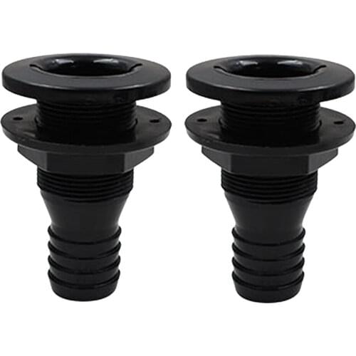 2pcs 1'' Black Plastic Marine Yacht Bilge Pump Thru-Hull Fittings for Boat