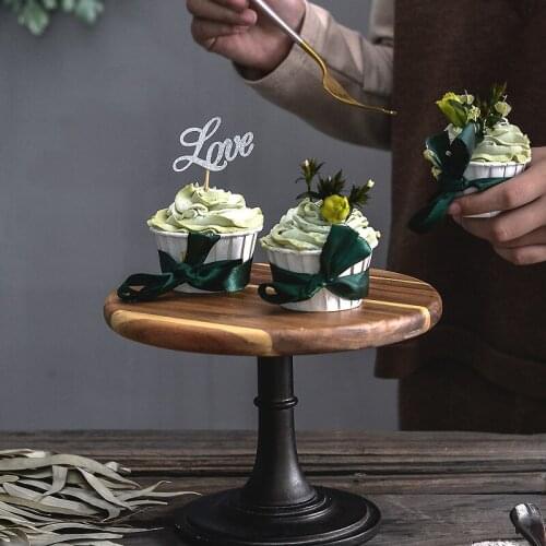 S M L Wood Cake Stands High Feet Cupcake Display Plates for Wedding Birthday Baby Shower Party Dessert Tableware Cake Plates