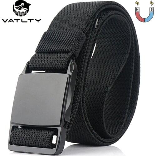 95cm-125cm Elastic Tactical Belt For Men Anti-rust Alloy Magnetic Buckle Outdoor Sports Belt Strong Nylon Unisex Stretch Belt
