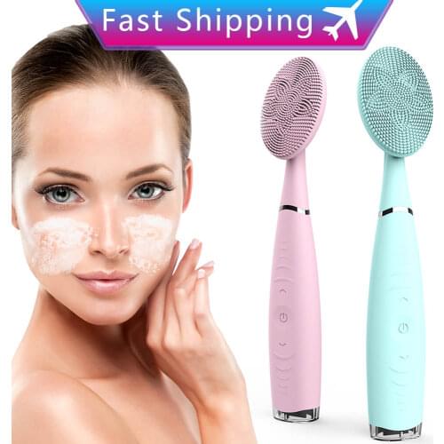 Electric Facial Cleansing Brush Mini Portable Handheld Waterproof Silicone Cleansing Face Tool Beauty Skin Massage Pore Cleaner