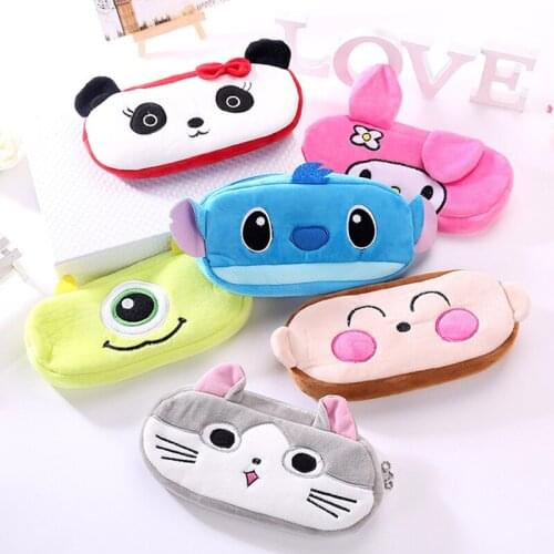 FUDEAM Plush Cartoon Animal Women Long Coin Purse Cute Zipper kids School Stationery Pencil Case Usb Cable Bag Girls Key Wallet