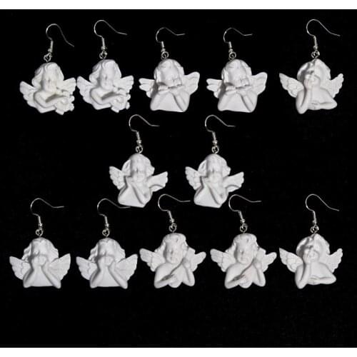 Harajuku Cute Cupid Angel Pendant Funny Drop Earrings for Women Baroque Style Vintage Dangle Earring Exaggeration Jewely Gift