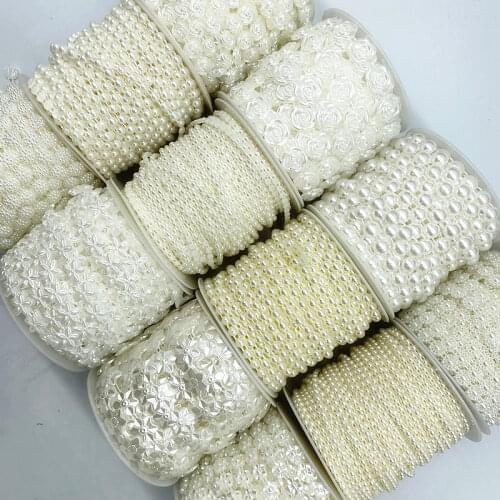 2 Yards 4-17mm Artificial Pearls Flower Beads Chain Garland Flowers Wedding Party Decoration Diy Accessories