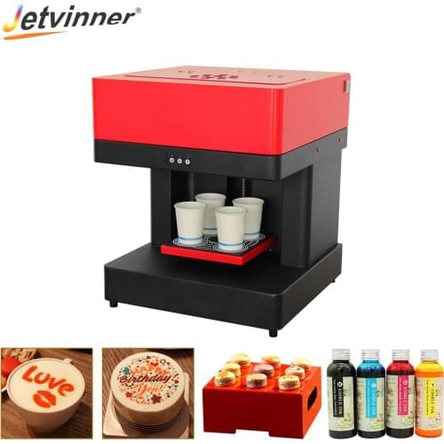 Jetvinner 4 Cup Coffee Printer Art Food Printer For Beverage Cake Pizza Bread Cookie Biscuit Pizza With 400 Edible Ink For Free