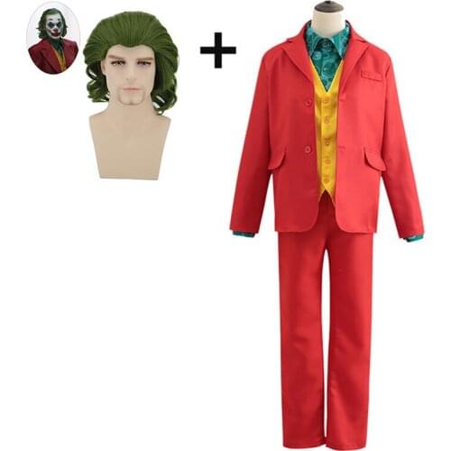 Movie Horror Clown Halloween Party Costume Joker Wig Cosplay Joaquin Phoenix Arthur Fleck Curly Green Synthetic Hair C34856AD