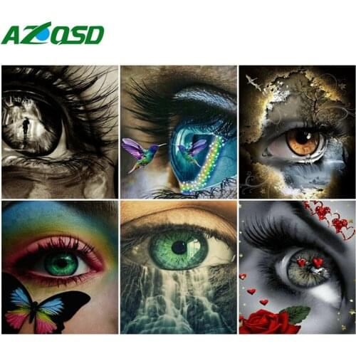 AZQSD Painting By Numbers Eyes Handpainted Modern Wall Art Picture By Number On Canvas Portrait Kits Acrylic Room Decoration