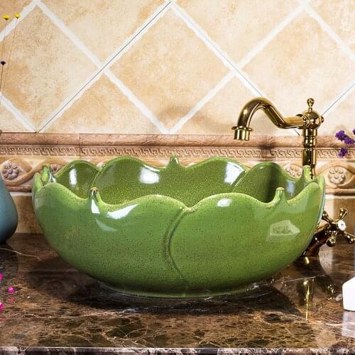 China Artistic Handmade Counter top Ceramic Bathroom Vessel Sink ceramic bathroom sinks